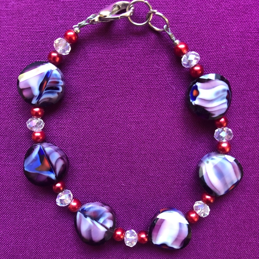 Purple/Red/White bracelet